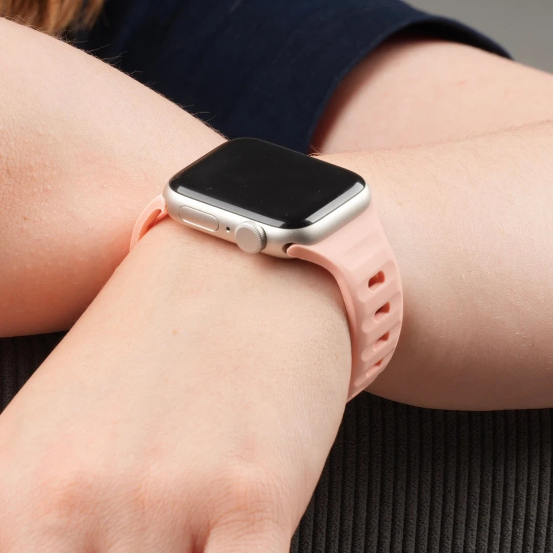 Rosa Apple Watch Silikonarmband von Breband – bequem & stylisch #farbe_Rosa