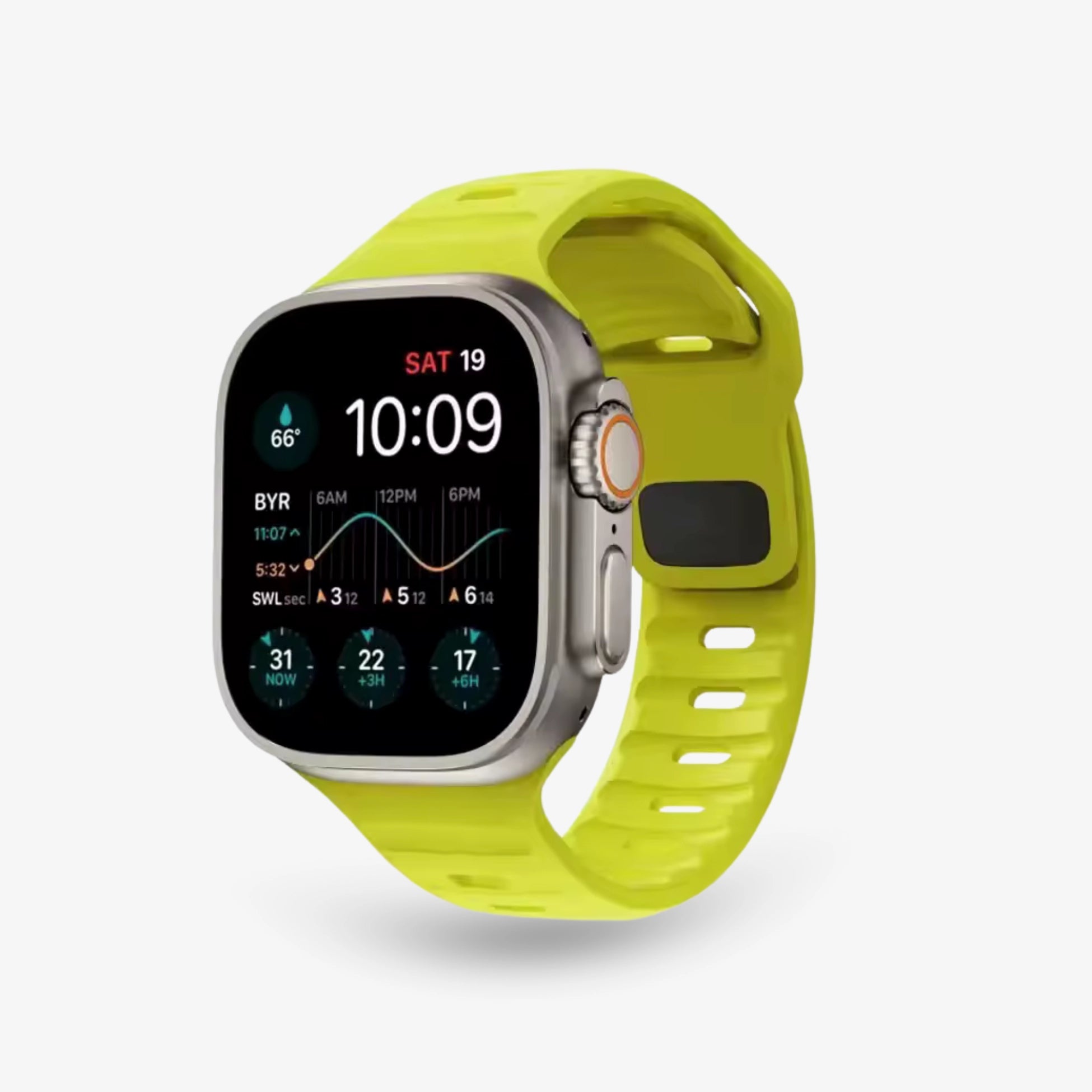 Breband Active Silikonarmband für Apple Watch in Limettengrün, sportlich und modern. #farbe_Limettengrün