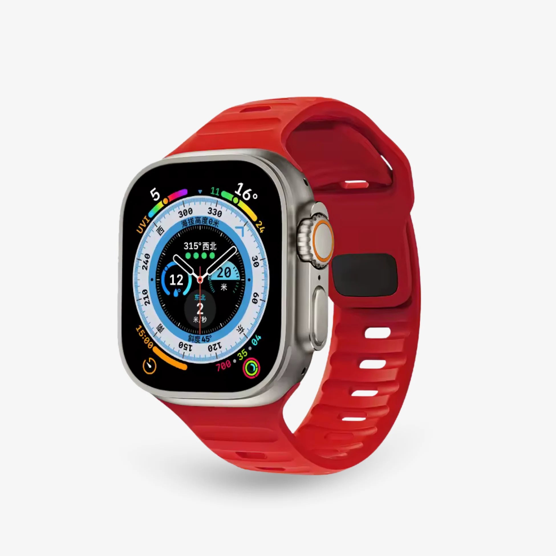 Hochwertiges Silikonarmband von Breband für Apple Watch in Rot #farbe_rot