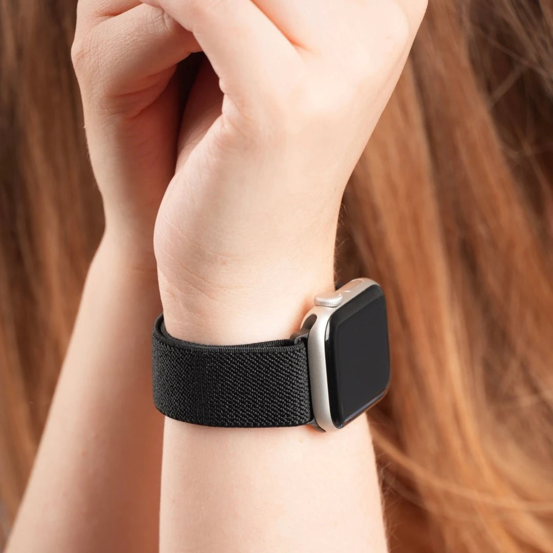 Elastisches Apple Watch Armband von Breband in Schwarz #farbe_schwarz