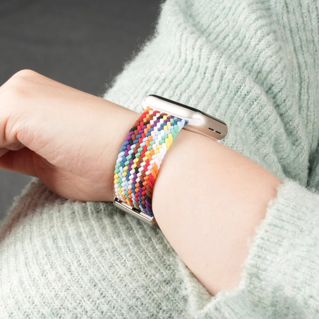 Buntes Colorbraid Armband für Apple Watch – Modell Konfetti. #farbe_Konfetti