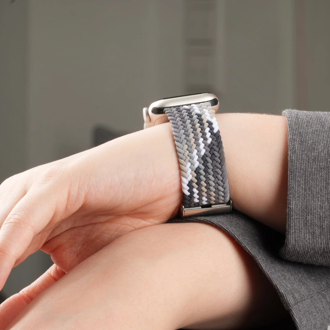 Stilvolles Apple Watch Armband aus Nylon in Monochrom-Farben. #farbe_Monochrom