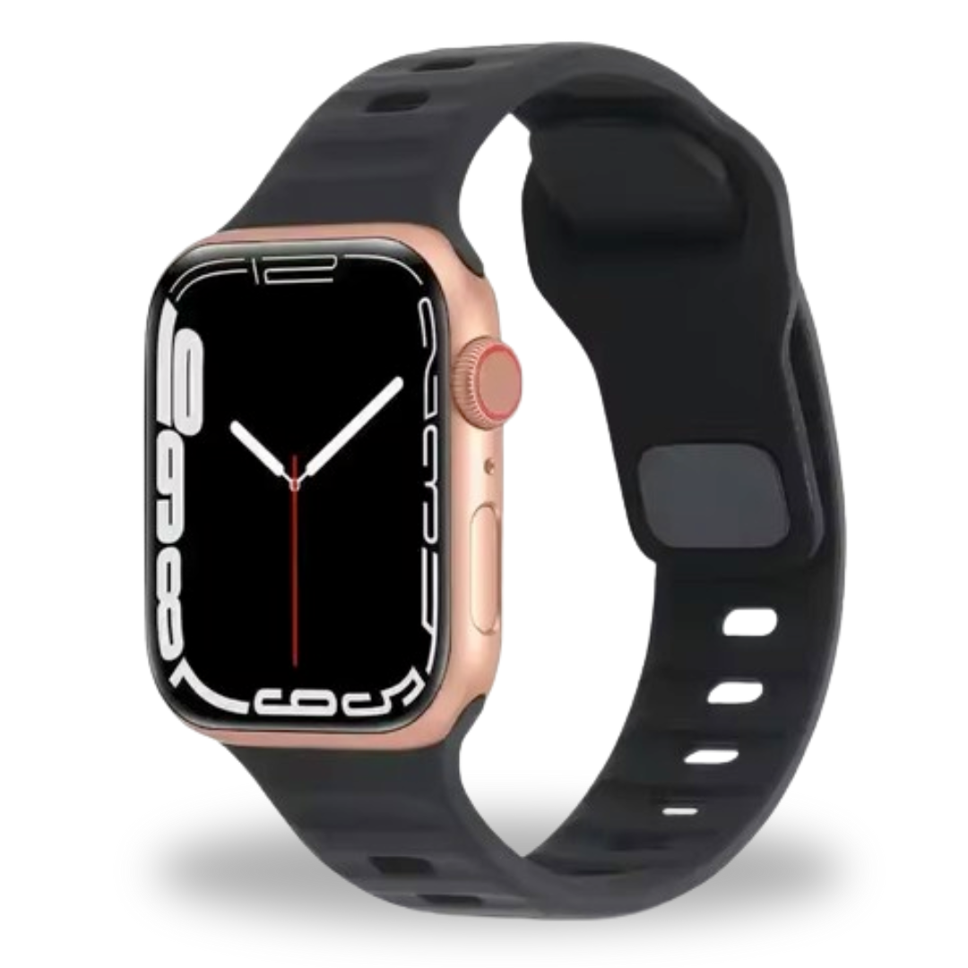 Apple Watch mit schwarzem Breband Active Silikonarmband